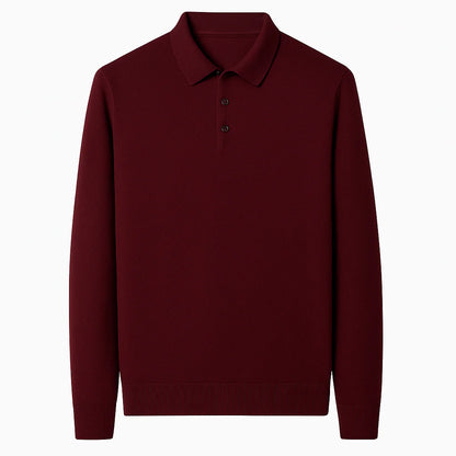 Oxford Knit Polo Sweater – Timeless Warmth and Refined Comfort