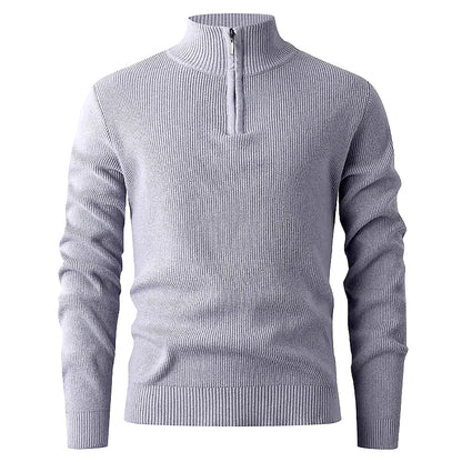 Halden Quarter Zip Knit Sweater in Grey